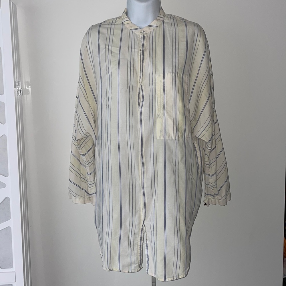 equipment femme pinstriped batwing breezy cotton shirt Small